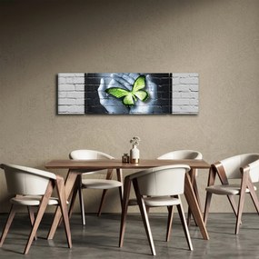 Obraz - Zielony motyl w ścianie (170x50 cm)