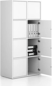 Szafka biurowa FRAME, 8x drzwi, 872 x 450 x 1735 mm, PUSH-lock, biały