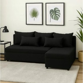 Praktyczny narożnik z funkcją spania do salonu - FELIX, czarny - Sawana 14, prawy