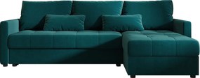 BEDANTE narożnik MOS L BIS Itaka 39 turkusowy prawa z funkcją spania sofa w kształcie litery L z pojemnikiem na pościel sofa do salonu kanapa sofa rozkładana