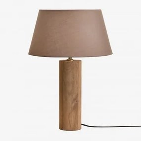 Lampa Stołowa Z Drewna Mango Carolina Drewno Mango & Moka Brown Ø40 Cm Monaco - Sklum
