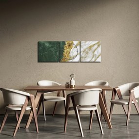 Obraz - Zielony marmur N⁰1 (z zegarem) (90x30 cm)