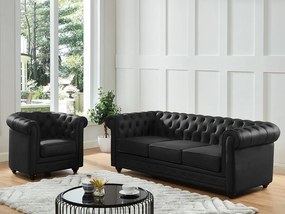 Fotel ze skóry bawolej CHESTERFIELD - Czarny