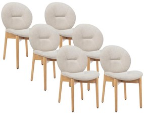 Zestaw 6 krzeseł z tkaniny i drewna kauczukowego - Beżowy - ISADIO