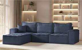 Narożnik w kształcie L Bohoo Maxi, tkanina Raven, Niebieski, Lewy