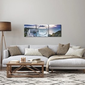 Obraz klifów (z zegarem) (90x30 cm)