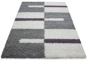 Dywan shaggy Gala szaro-kremowo-fioletowy 120 cm x 170 cm
