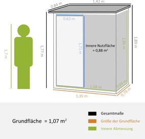 Outsunny Domek Narzędziowy Szopa Ogrodowa z Drzwiami Stal Zielony 142x84x189cm | Aosom PL