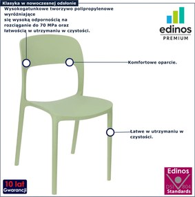 Zielone minimalistyczne krzesło sztaplowane szałwia H5-Z34