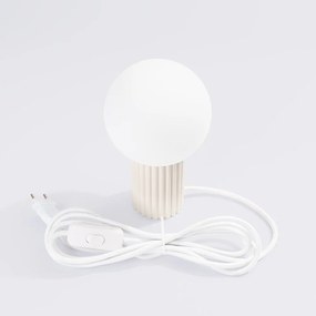 Kremowa lampa stołowa ze szklanym kloszem (wysokość 19 cm) Orbital – Sollux