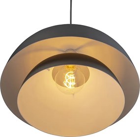 Skandynawska lampa wisząca czarna z białym 2-warstwowym - Claudius