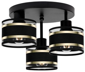 Lampa sufitowa czarna trzypunktowa z czarnymi abażurami T-3030SC-SCSCS
