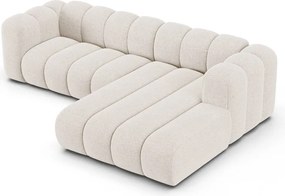 Kremowy narożnik z tkaniny szenilowej (prawostronny/z szezlongiem) Lupine – Micadoni