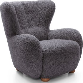 Czarny fotel boucle typu uszak C1-L25