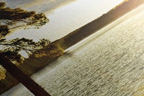 Obraz zachód słońca nad jeziorem