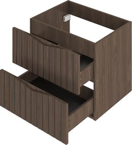 Zestaw Łazienkowy 140cm Szafka z Blatem Regał Umywalka Ryflowane Fronty Dąb Orzech Stella