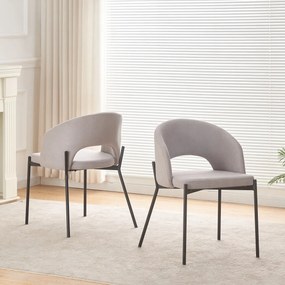 ATENA Krzesło do Jadalni Szare z Oparciem, Czarne Nogi
