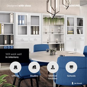 Szafa biurowa z gablotą szklaną Edmund 90x40x185 cm szara