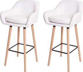 Stołek barowy Vaasa T381 (zestaw 2 szt.), imitacja skóry, biały