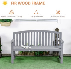 Outsunny 2-osobowa ławka ogrodowa z drewna, odporna na warunki atmosferyczne, z oparciem, udźwig 240 kg 143 x 51 x 85 cm, Szary | Aosom PL