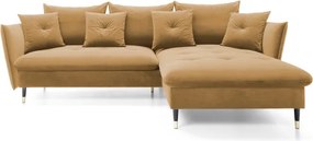 Narożnik GLAM Prawostronny z funkcją spania, zestaw z poduszkami wolnostojący tkanina RIVIERA 41 Platynowy DOMO HOME