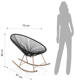Czarny fotel bujany odpowiedni na zewnątrz Tomasucci Numana