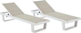 Zestaw 2 leżaków aluminiowych z textiline - szaro-białe - NABUNA od MYLIA