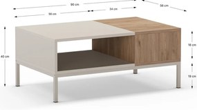 Kremowy stolik 56x90 cm Cailin – Marckeric