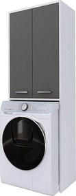 Szafka na pralkę, biały matowy, szary, 31 x 64 x 180 cm