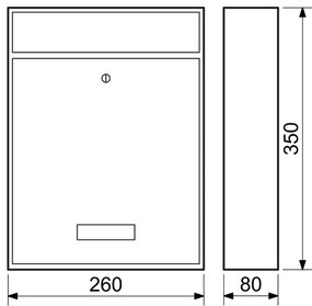 Skrzynka pocztowa, odpowiednia do montażu IMOLA, 350 x 260 x 80 mm, czarna