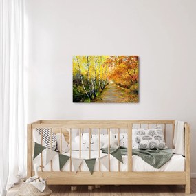 Obraz - Romantyczna aleja wzdłuż wody, obraz olejny (70x50 cm)