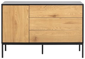 Czarno-naturalna niska komoda w dekorze dębu 120x82 cm Seaford – Actona