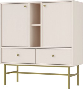 Komoda TORINO - Beżowy / Wysokość 108 cm / 100 cm / 2 szuflady