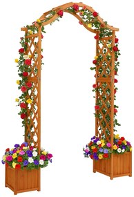 Drewniana Podwójna Donica Ogrodowa Z Pergolą Olcha Jasny Połysk W5-E82