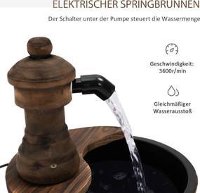 Outsunny® fontanna ogrodowa dekoracyjna studnia beczka wodospad drewno jodłowe + metal drewno naturalne∅27 x 37 cm