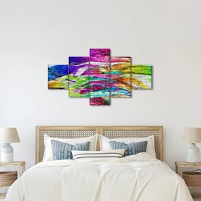 Obraz - Mur z cegły z kolorowymi płomieniami (125x70 cm)