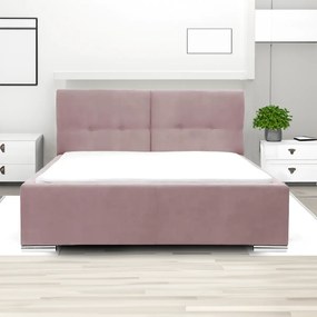 Łóżko tapicerowane z pojemnikiem FOLLER 140x200 cm Różowy