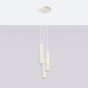 Lampa wisząca KARBON 3P beżowa ryflowana SOLLUX  LIGHTING