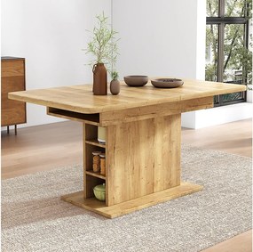 Rozkładany stół jadalny dla 4-6 osób z półkami do przechowywania - 110/130 x 70 x 75 cm - Płyta wiórowa - Naturalna
