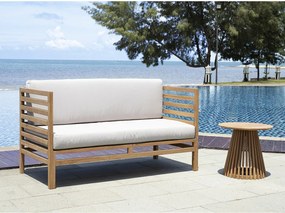 Stolik ogrodowy pomocniczy z drewna tekowego Śred. 50 cm - Jasny naturalny - TRIANI