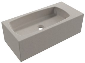 Umywalka betonowa wisząca / nablatowa prostokątna bez otworu na baterię 65 x 30 cm z półką ZALM | różne kolory : Kolor - Cappuccino, Typ montażu - nablatowa