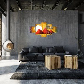 Obraz malowanych egipskich piramid (125x70 cm)
