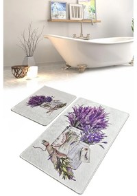 Fioletowo-jasnoszare dywaniki łazienkowe zestaw 2 szt. 60x100 cm Purpura – Foutastic