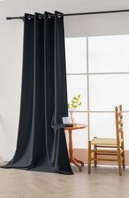 Czarna zasłona OXFORD 140x250 cm Zawieszanie: Taśma z wiązaniami