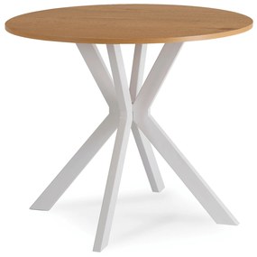 Stół Okrągły LAUREN 90 cm Dąb/Biały Skandynawski