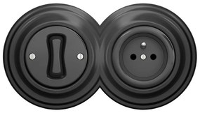 Kliklap - Retro jednobiegunowy włącznik nr 1 i gniazdko 230 V z ramką antracyt