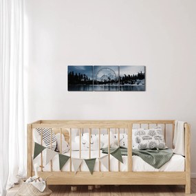 Obraz - Na zamarzniętym jeziorze (z zegarem) (90x30 cm)