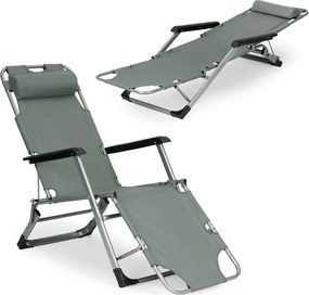 Składany leżak ogrodowy z regulacją Santora 010, szary