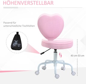 HOMCOM Krzesło obrotowe krzesło komputerowe regulacja wysokości siedziska śliczna różowa tkanina lniana