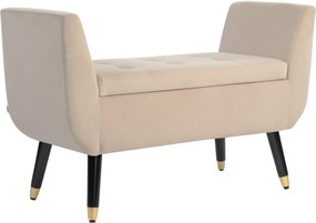 HOMCOM Tapicerowana ławka welurowa z podłokietnikami i miejscem do przechowywania beżowa 107x42x65 cm | Aosom PL